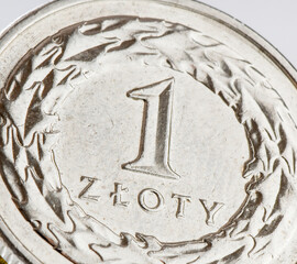 Coin 1 zloty. Currency Poland.