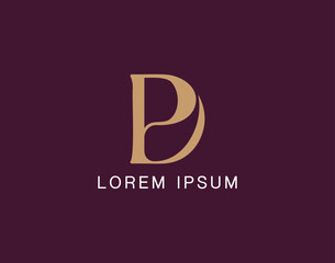 PD Letter Logo design, PD logo Design, Luxury logo, golden PD logo