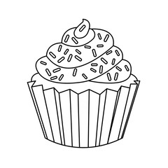 Cupcake line icon pastry vector delicious dessert symbol