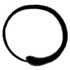 Black circle of watercolor paint. Chinese, Japanese and Korean Calligraphy brush style.