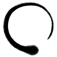 Black circle of watercolor paint. Chinese, Japanese and Korean Calligraphy brush style.