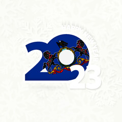 New Year 2023 for Pennsylvania on snowflake background.
