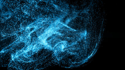 青のパーティクル。キラキラ3DCG背景。