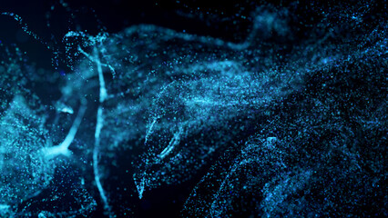 青のパーティクル。キラキラ3DCG背景。