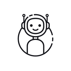 Robot icon. Chatbot outline icon. Cute smiling robot. Vector modern line robot character illustration isolated on white background