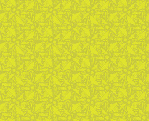 Seamless pattern with birds, leaves and geometric shapes. Bird background