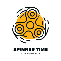 Fidget spinner icon in move. Finger spinner linear logo design. Creative symbol drawn with outline lines in motion. Vector illustration isolated on white background