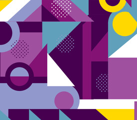 Geometric background in violets, blues and yellows. Geometric pattern to use as a wallpaper.