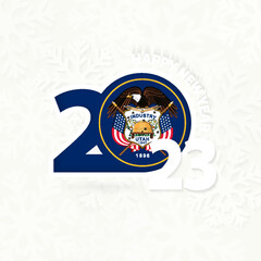 Fototapeta premium New Year 2023 for Utah on snowflake background.