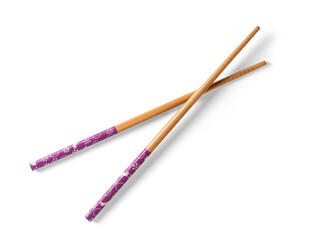 Wooden chopsticks isolated from the background