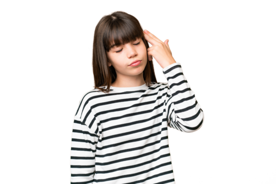 Little caucasian girl over isolated background with problems making suicide gesture