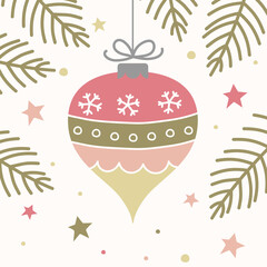 Hand drawn Christmas ball. Design of a background. Vector illustration