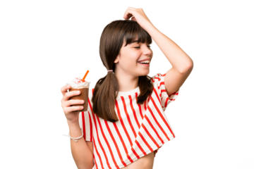 Young man with chocolat milkshake over isolated background has realized something and intending the solution