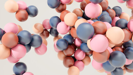 Minimal simple and beautiful color abstract background. Multicolor 3d spheres or balls floating. Beautiful fashion wallpaper or template.