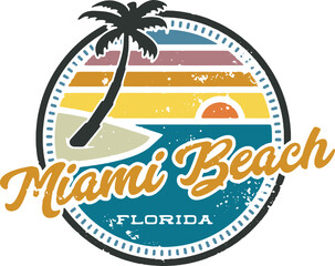 Fototapeta na wymiar Miami Beach Florida USA Vacation Stamp