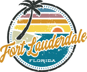 Fototapeta na wymiar Fort Lauderdale Florida USA Vacation Stamp