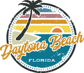 Fototapeta na wymiar Daytona Beach Florida USA Vacation Stamp