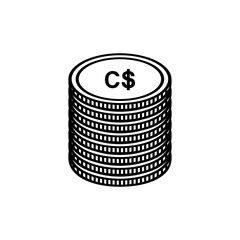 Canada Currency, CAD Sign, Canadian Dollar Icon Symbol. Vector Illustration