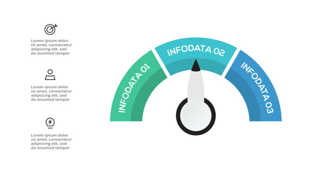 Speedometer infographic with 3 elements template for web, business, presentations, vector illustration.