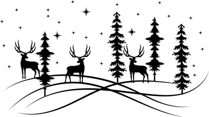 winter deer scene