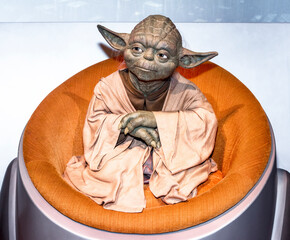 Fototapeta premium Master Yoda wax figure in Madame Tussauds museum in Berlin, Germany