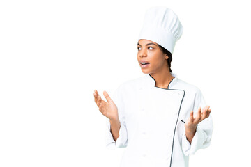 Young African American chef over isolated chroma key background with surprise facial expression