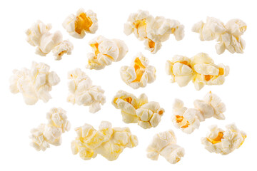 Butterfly or snowflake popcorn, an irregular shaped puffed corn kernels, isolated png - obrazy, fototapety, plakaty