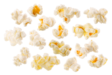 Butterfly or snowflake popcorn, an irregular shaped puffed corn kernels, isolated png