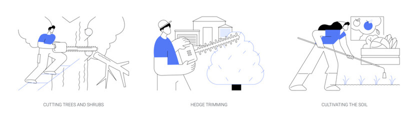 Landscape maintenance abstract concept vector illustrations.