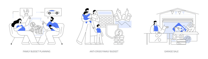 Obraz na płótnie Canvas Family budget planning abstract concept vector illustrations.