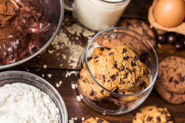 Making chocolate cookies with all ingredients