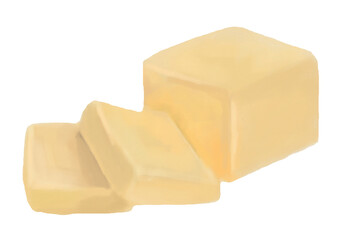 Watercolor butter isolated on white. Png illustration.