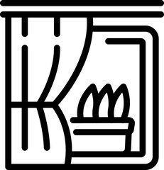 Windowsill icon outline vector. Garden plant. House pot