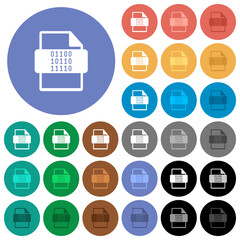 Binary file type round flat multi colored icons