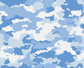 blue camouflage pattern light vector background, trendy texture, modern print.