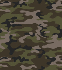 Fototapeta premium Army woodland camouflage pattern, khaki texture, military background, disguise.