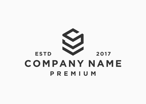 letter sv hexagon logo design vector illustration template