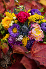 Autumn flower bouquet with dahlia