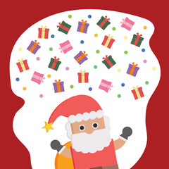 Christmas day background vector joyful lovely rain of gift box and santa claus shopping online love banner decoration for christmas day online shop sale promotion illustration santa Christmas day.