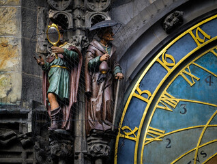 Fototapeta na wymiar Reloj de Praga registra el paso del tiempo