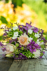 Romantic flower bouquet with protea