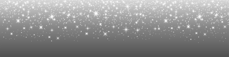 Glittering vector dust on a transparent background. White sparkling lights. Christmas Holiday glow...