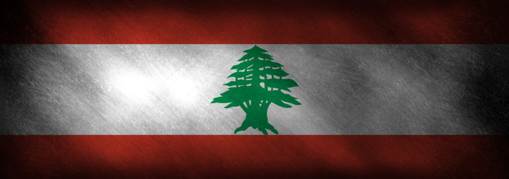 The flag of Lebanon on a retro background