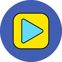 Play Multicolor Circle Filled Line Icon