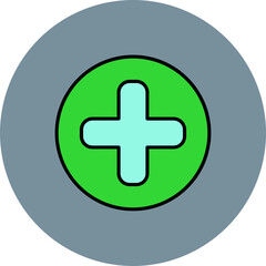 Plus Multicolor Circle Filled Line Icon