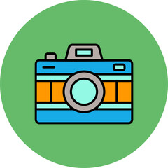 Camera Multicolor Circle Filled Line Icon