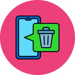 Trash Multicolor Circle Filled Line Icon