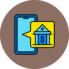 Online Banking Multicolor Circle Filled Line Icon