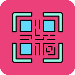 Qr Code Multicolor Round Corner Filled Line Icon