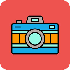 Camera Multicolor Round Corner Filled Line Icon